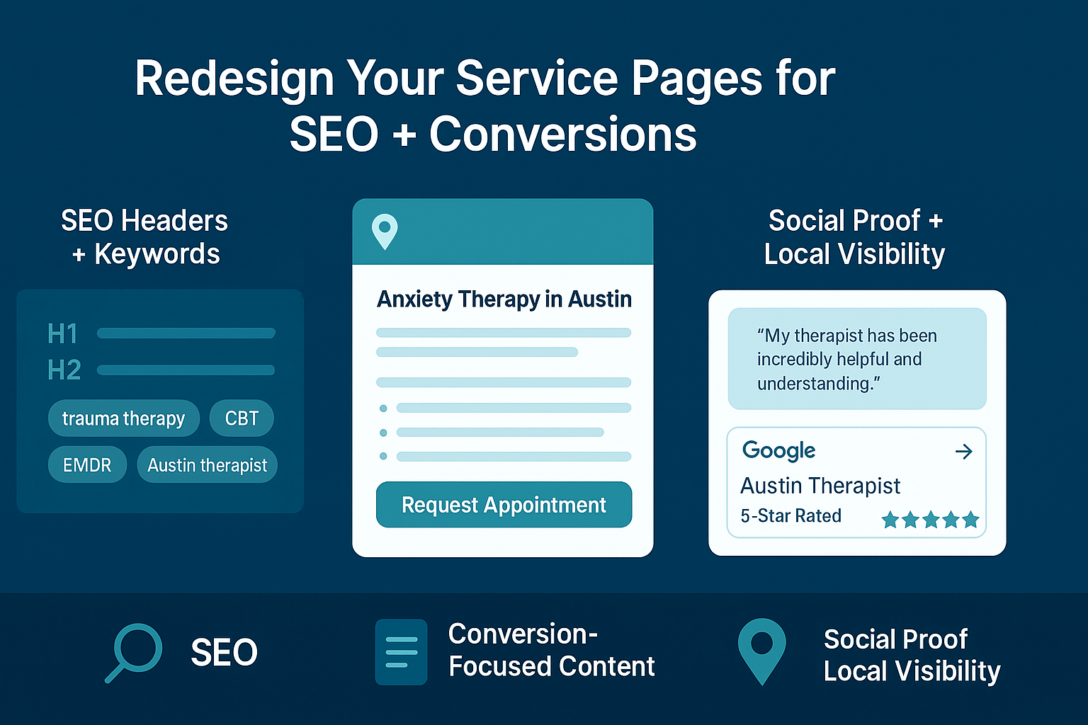 How Should I Redesign My Therapy Website? 4 Redesign Therapy Website Service Pages for SEO & Conversions