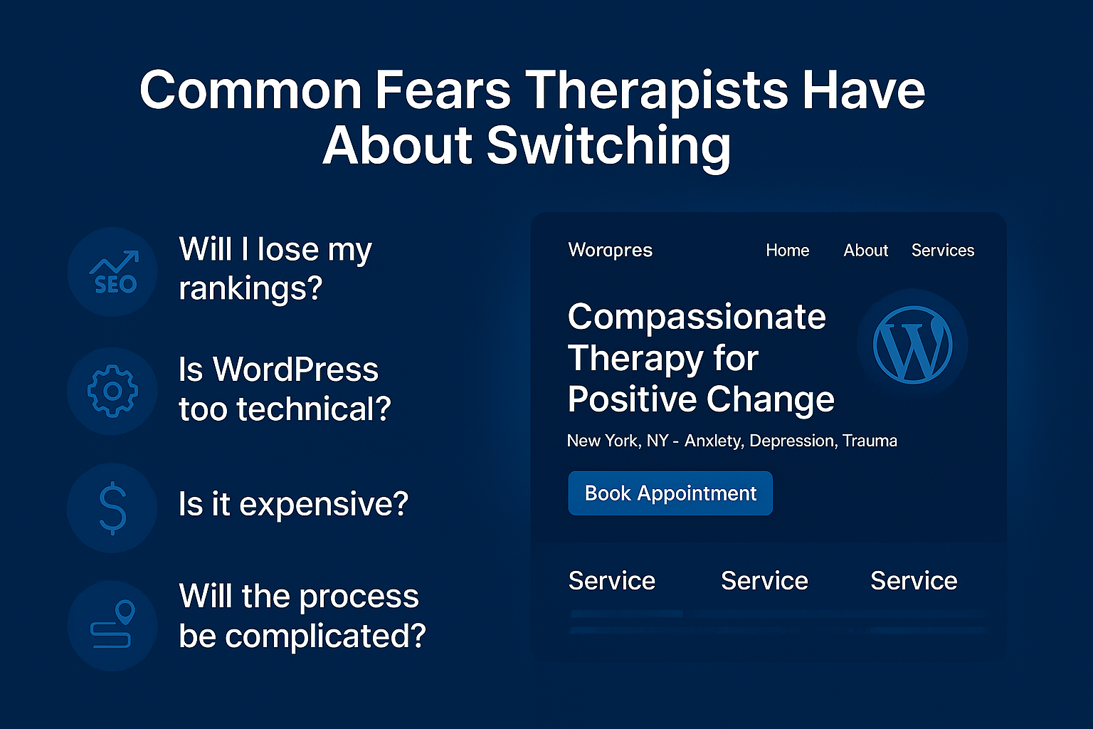 Should I Move From Wix to WordPress for My Therapy Website? 6 Common Fears Therapists Have About Switching from WIX to WordPress