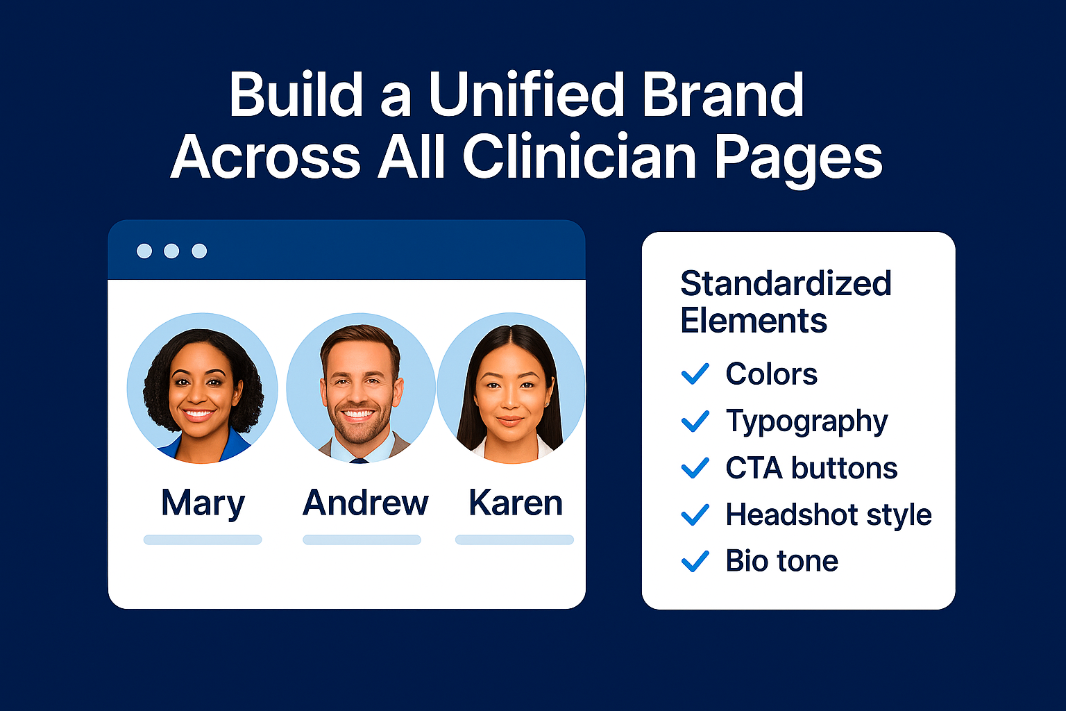 How Do I Redesign My Group Practice Website for Multiple Clinicians? 7 Build a Unified Brand Across All Clinician Pages for group website